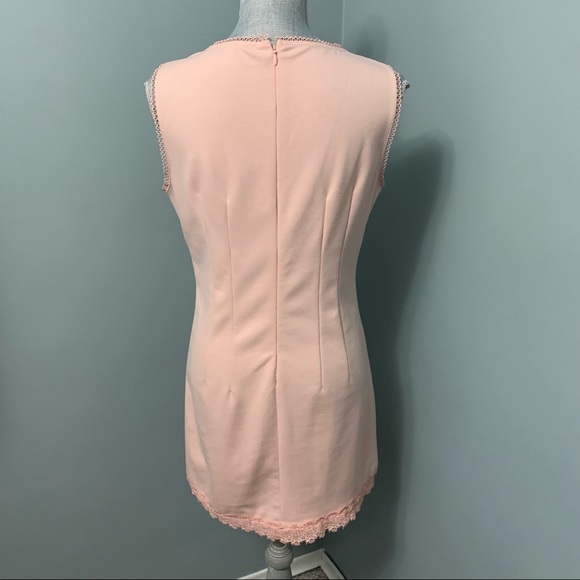 TAHARI Peach mini cocktail Dress with lace size 6 sleeveless wedding guest - Picture 4 of 12